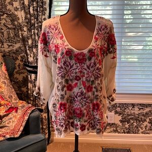 Johnny Was, L, blouse, cream, perfect conditio.